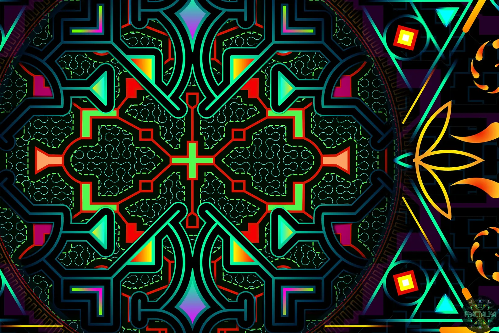 Plafond psychédélique fractal - Mandala géométrique
